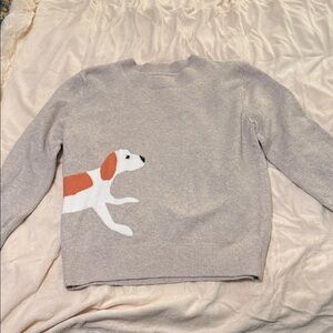 LOFT Light Gray Sweater with Dog Motif